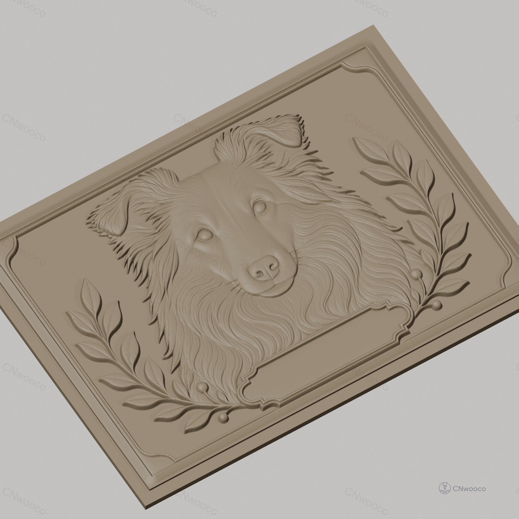 Fichier CNC & impression 3D chien berger feuilles cadres haute qualité relief STL