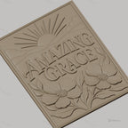 Fichier CNC & impression 3D Amazing Grace, soleil levant et fleurs, haute qualité relief STL