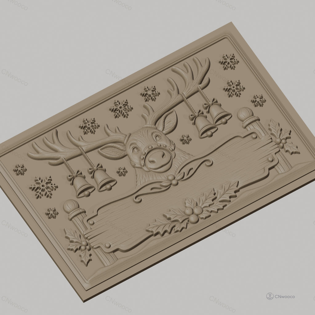 Fichier CNC & impression 3D renne de Noël, cloches, flocons de neige, relief festif haute qualité relief STL