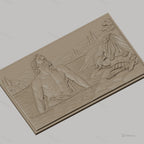 Fichier CNC & impression 3D scène antique homme dans rivière casque armure haute qualité relief STL