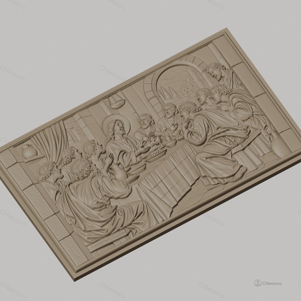 Fichier CNC & impression 3D Cène, Jésus et apôtres au repas, haute qualité relief STL