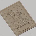 Fichier CNC & impression 3D girafes bébé et mère, étoiles et lune, haute qualité relief STL