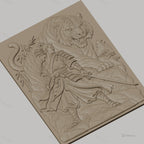 Fichier CNC & impression 3D samouraï et tigre, épée, bambou, pagode, haute qualité relief STL