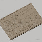 Fichier CNC & impression 3D scène cowboy western, chef cuisinier, feu de camp, charrette couverte, haute qualité relief STL