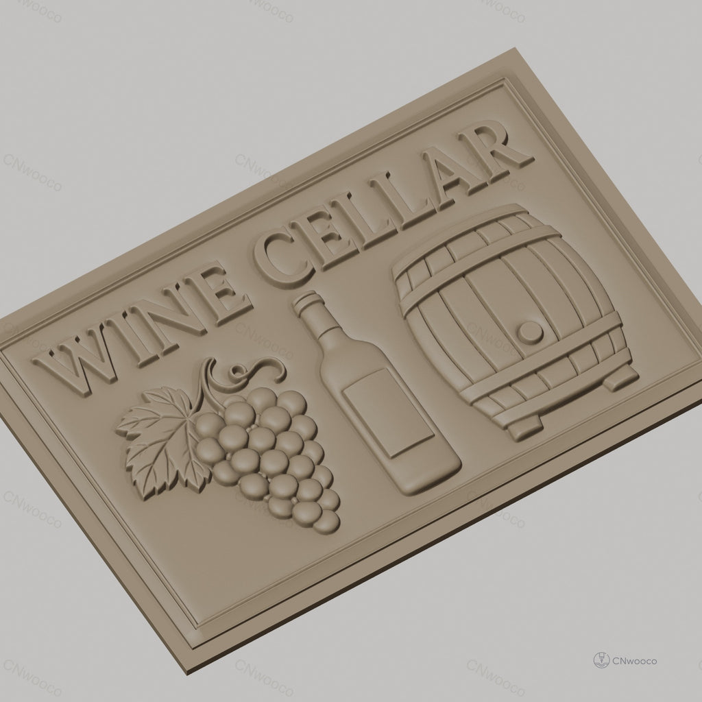 Fichier CNC & impression 3D Wine Cellar, grappes de raisin, bouteille de vin, tonneau, haute qualité relief STL