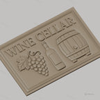 Fichier CNC & impression 3D Wine Cellar, grappes de raisin, bouteille de vin, tonneau, haute qualité relief STL