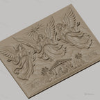 Fichier CNC & impression 3D scène de la Nativité avec anges, crèche, animaux et étoile, haute qualité relief STL