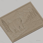 Fichier CNC & impression 3D relief ours, montagnes, rivière et pins, haute qualité relief STL