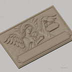 Fichier CNC & impression 3D ange gardien, enfant en étreinte avec ailes et auréole, haute qualité relief STL