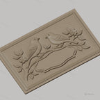 Fichier CNC & impression 3D oiseaux sur branche avec fleurs, haute qualité relief STL
