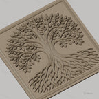 Fichier CNC & impression 3D arbre de vie avec feuilles et racines entrelacées haute qualité relief STL