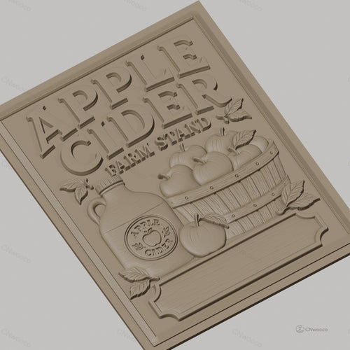 Fichier CNC & impression 3D Apple Cider, panier de pommes et bouteille, haute qualité relief STL