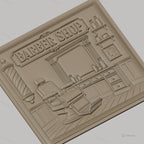 Fichier CNC & impression 3D salon de coiffure, fauteuil barbier, miroir, enseigne Barber Shop haute qualité relief STL