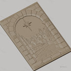 Fichier CNC & impression 3D paysage de village médiéval, arche en pierre et chemin pavé, haute qualité relief STL