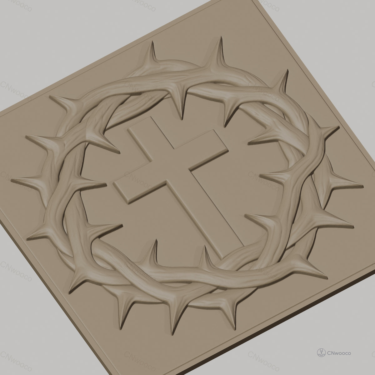 Fichier CNC & impression 3D Croix chrétienne et couronne d'épines, haute qualité relief STL