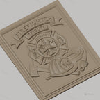 Fichier CNC & impression 3D pompiers, casque, hache, tuyau d'incendie, écusson hommage, haute qualité relief STL