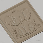 Fichier CNC & impression 3D bébé éléphant mignon, relief décoratif nature plantes, haute qualité relief STL