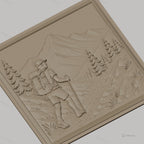 Fichier CNC & impression 3D randonnée montagne, marcheur avec sac à dos et paysage naturel, haute qualité relief STL