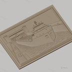 Fichier CNC & impression 3D bateau dans écluse maritime, détail de navire et eau, haute qualité relief STL