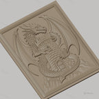 Fichier CNC & impression 3D dragon médiéval avec tour en pierre, haute qualité relief STL