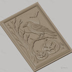 Fichier CNC & impression 3D Halloween, citrouilles, corbeau, arbre, chauve-souris, lune, haute qualité relief STL