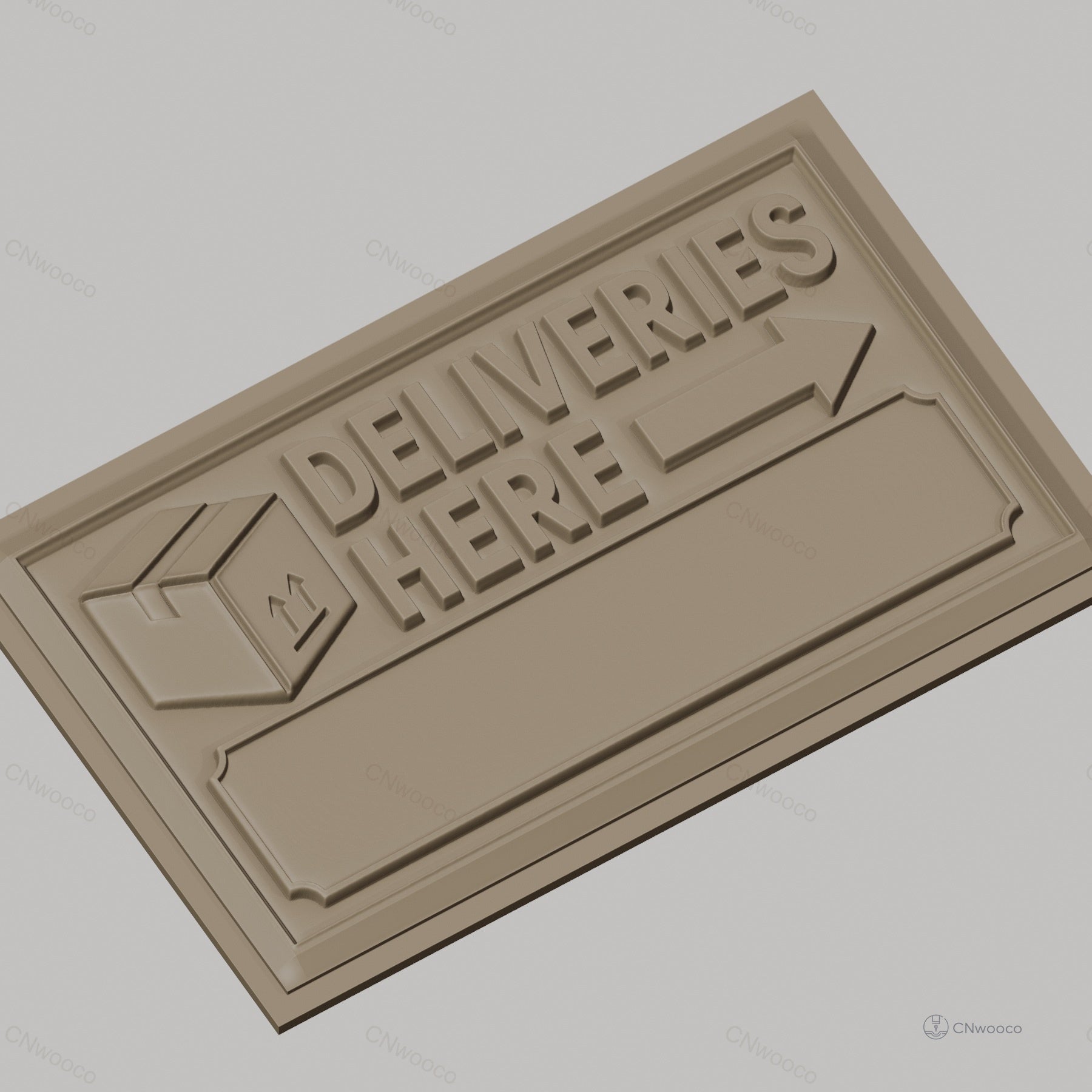 Fichier CNC & impression 3D panneau livraisons boîte flèche, haute qualité relief STL