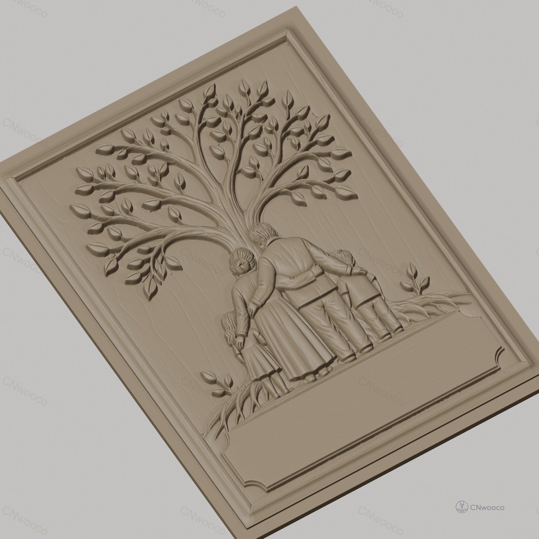 Fichier CNC & impression 3D arbre de vie famille enfants haute qualité relief STL