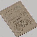 Fichier CNC & impression 3D moto sur route désertique, relief paysage cactus haute qualité relief STL