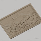Fichier CNC & impression 3D orque sautant, vague, montagne et forêt, haute qualité relief STL