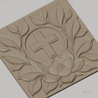 Fichier CNC & impression 3D Croix chrétienne, fleur de lotus et feuilles, haute qualité relief STL
