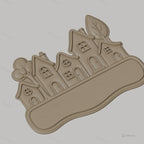 Fichier CNC & impression 3D plaque décorative village avec maisons et arbres, STL très haute qualité