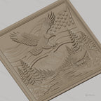 Fichier CNC & impression 3D nature américaine, aigle américain, drapeau USA, paysage montagne, chalet, haute qualité relief STL
