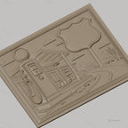 Fichier CNC & impression 3D station essence vintage, route désert cactus, haute qualité relief STL