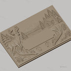 Fichier CNC & impression 3D paysage nature avec cerf, cabane en bois et montagnes, haute qualité relief STL