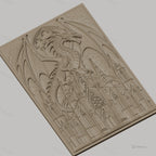 Fichier CNC & impression 3D dragon médiéval, château gothique détaillé, haute qualité relief STL
