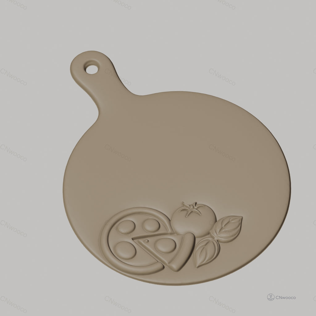 Fichier CNC pizza, tomate et basilic, bas-relief pour sculpture sur bois, STL