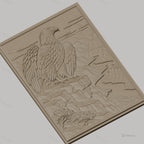 Fichier CNC & impression 3D aigle sur falaise, rivière sinueuse et canyon, haute qualité relief STL