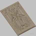 Fichier CNC & impression 3D pharaon assis, colonnes, décor égyptien, haute qualité relief STL