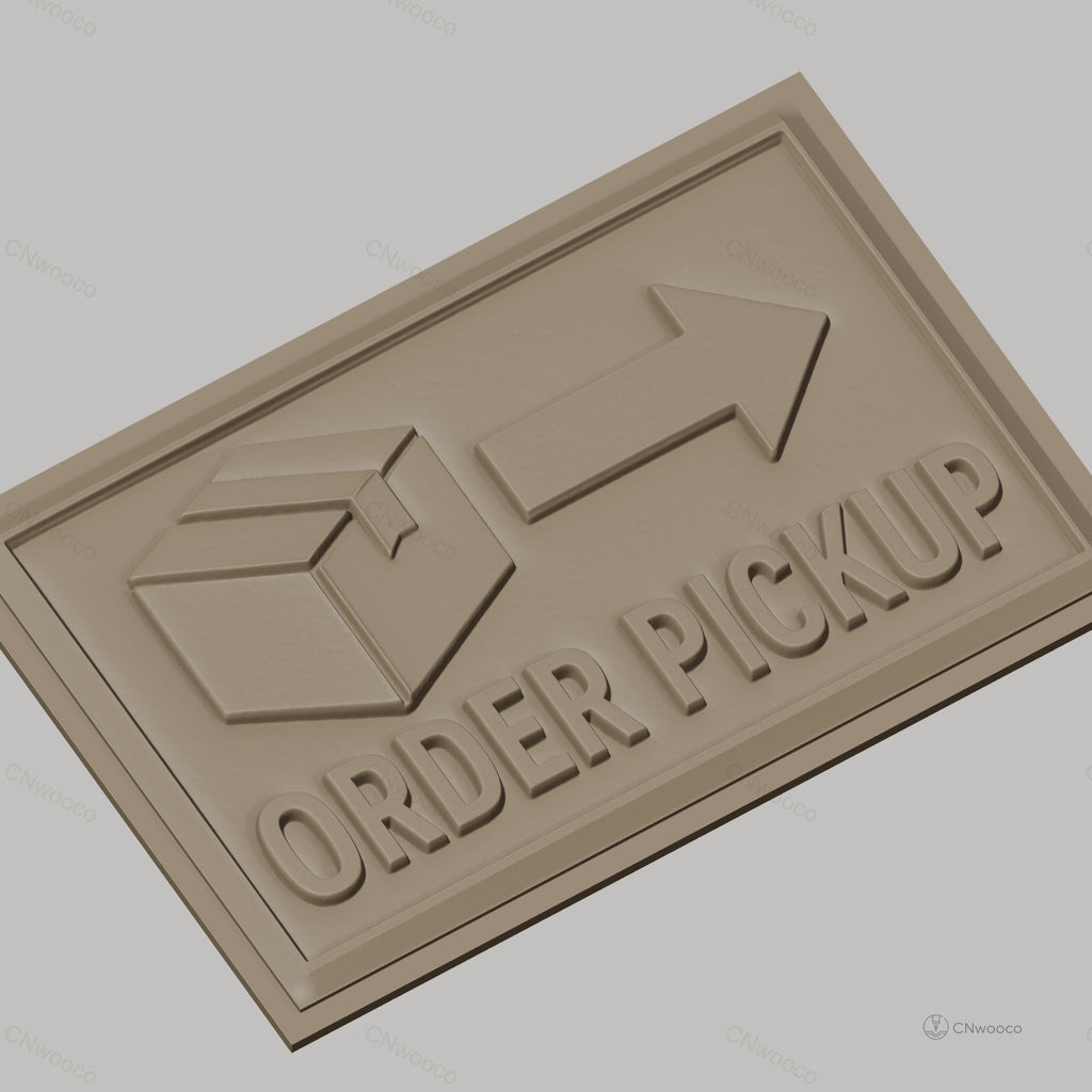 Fichier CNC & impression 3D thème pick up commande, boîte colis flèche direction, haute qualité relief STL