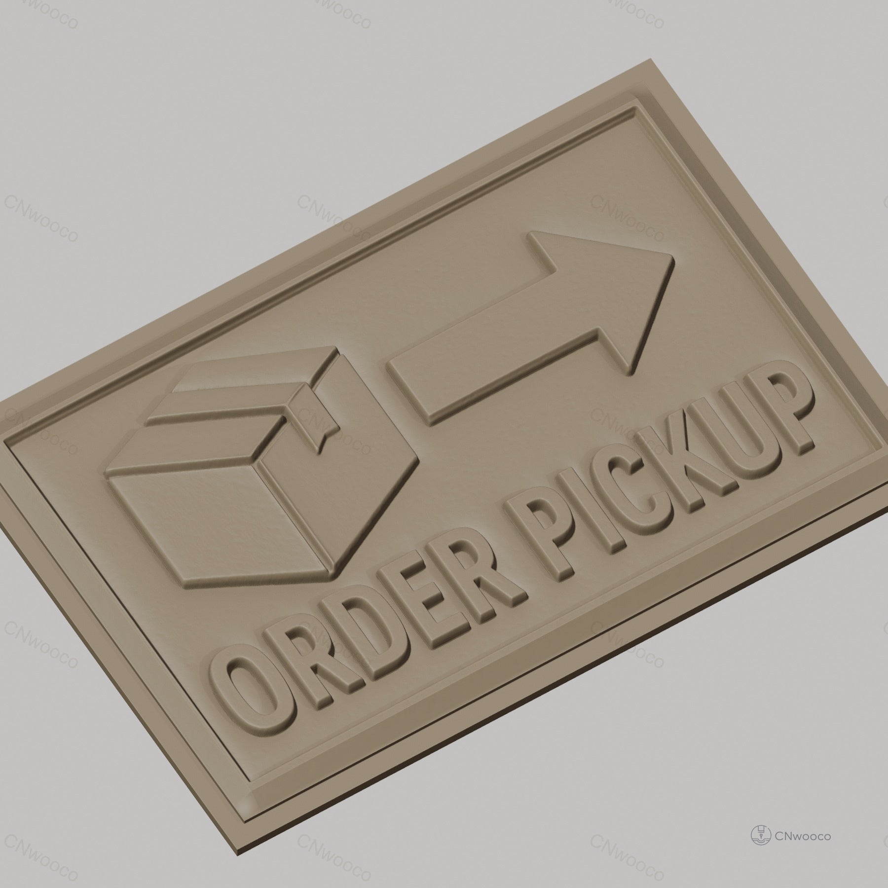 Fichier CNC & impression 3D thème pick up commande, boîte colis flèche direction, haute qualité relief STL