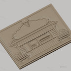 Fichier CNC & impression 3D boutique glace, bancs, cornet de glace, vitrine, haute qualité relief STL