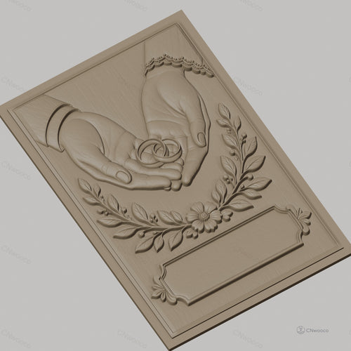 Fichier CNC & impression 3D alliance avec mains, fleurs et feuillages, haute qualité relief STL