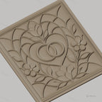 Fichier CNC & impression 3D mariage, cœurs entrelacés et fleurs, haute qualité relief STL