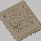 Fichier CNC & impression 3D thème Noël, camion de ferme avec sapin et grange, haute qualité relief STL