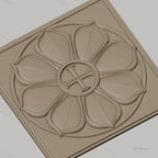 Fichier CNC & impression 3D rosace fleur avec croix, décoration sculptée haute qualité relief STL