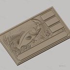 Fichier CNC & impression 3D poisson bass, canne à pêche, paysage lac haute qualité relief STL
