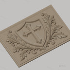 Fichier CNC & impression 3D écusson avec croix et ornements floraux, haute qualité relief STL