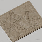 Fichier CNC & impression 3D scène religieuse, Jésus portant la croix avec Simon de Cyrène, haute qualité relief STL