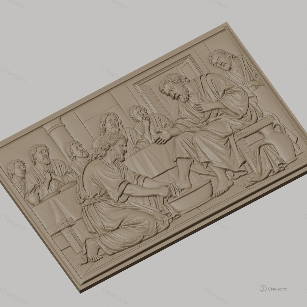 Fichier CNC & impression 3D lavement des pieds, Jésus Christ et apôtres, haute qualité relief STL