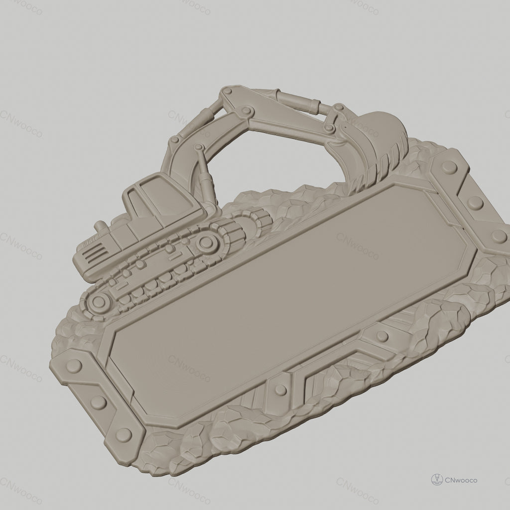 Fichier CNC & impression 3D enseigne plaque bulldozer construction STL très haute qualité